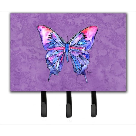Carolines Treasures 6 x 9 In. Butterfly on Purple Leash or Key Holder 8860TH68